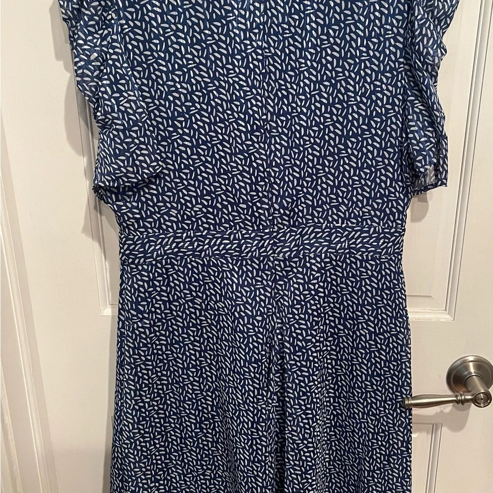 DKNY Blue and White Ruffled Puff Sleeve Sundress Size 6 - Picture 5 of 8